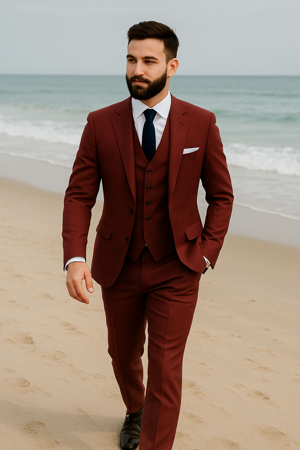 Costume 3 pièces rouge homme