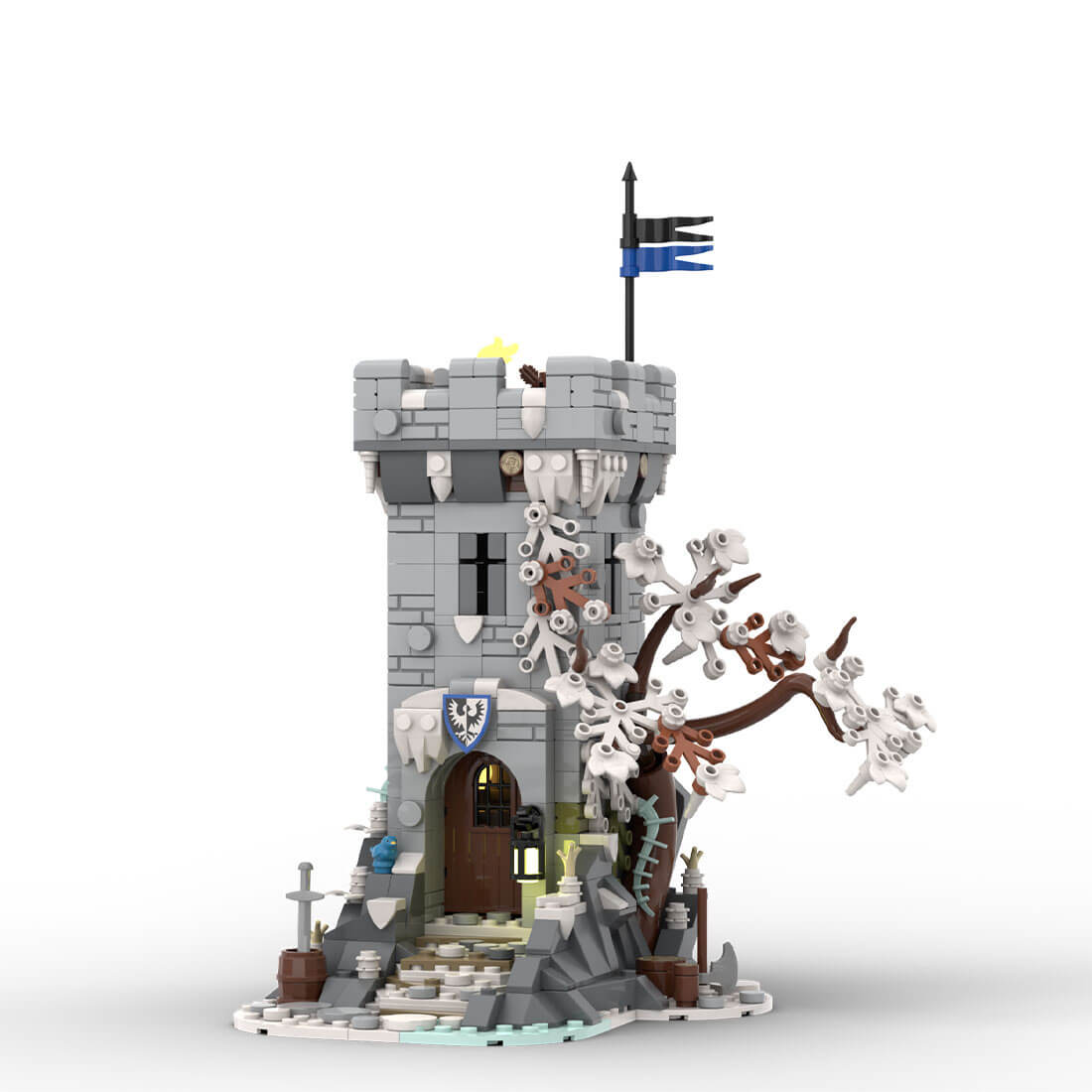 MOC-191292 Winter Themed Watch Tower Building Blocks Set (700PCS) by BricksBite