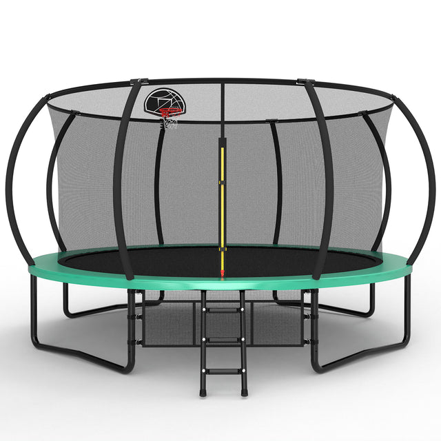 MERSCO 14FT Green Pumpkin Trampoline - All-Weather Backyard Fun