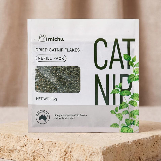 MICHU Dried Catnip Flakes Refill Pack 15g | Natural Catnip & Cat Fiber Supplement for Cats