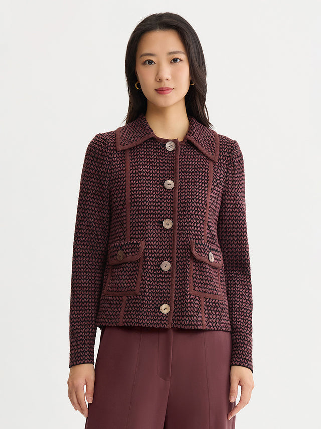 Relaxed Zig-Zag Knit Jacket