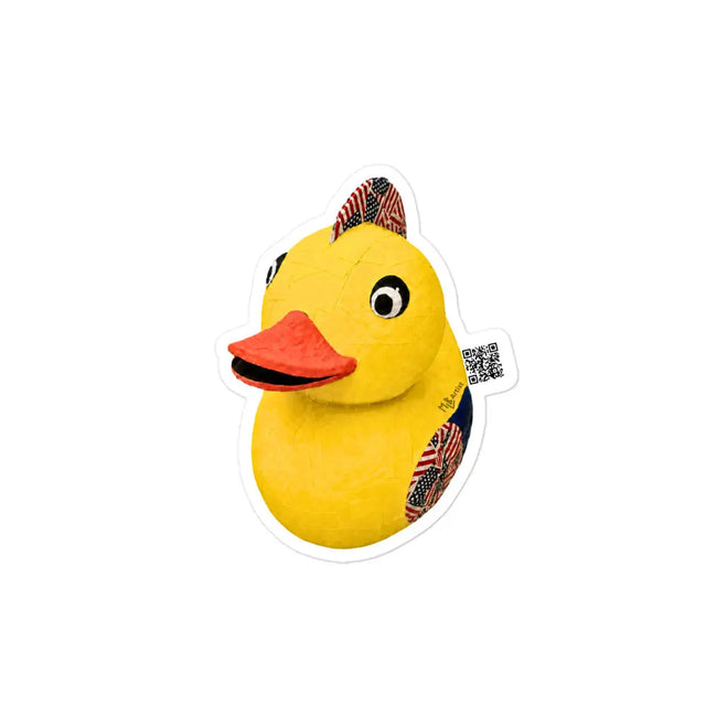 Yellow American Flag Rubber Duck Bubble-Free Stickers