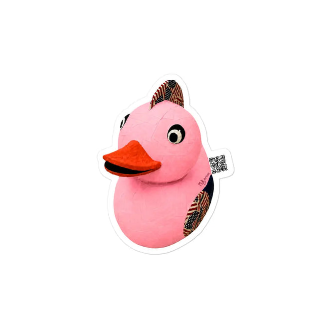 Pink American Flag Rubber Duck Bubble-Free Stickers