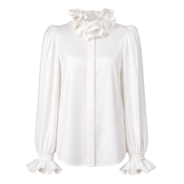 PENSEE RUFFLED COLLAR SHIRT WHITE