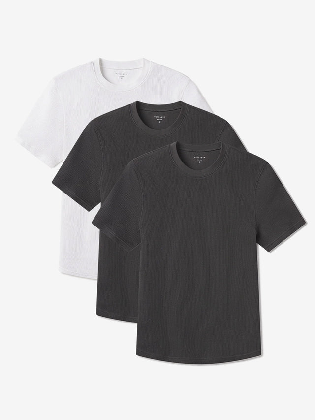Cotton Waffle Curved Hem Crew 3-Pack