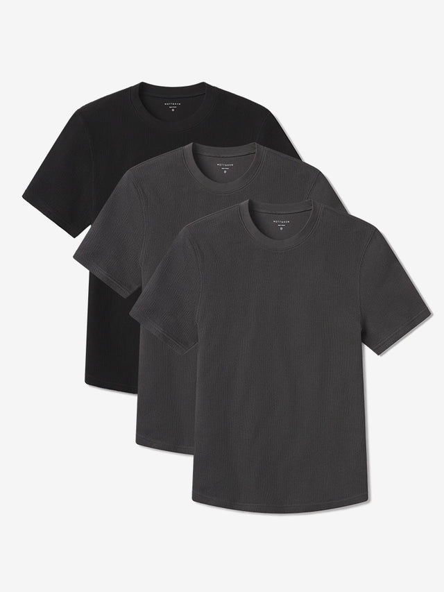 Cotton Waffle Curved Hem Crew 3-Pack