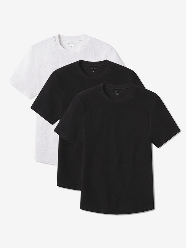Cotton Waffle Curved Hem Crew 3-Pack
