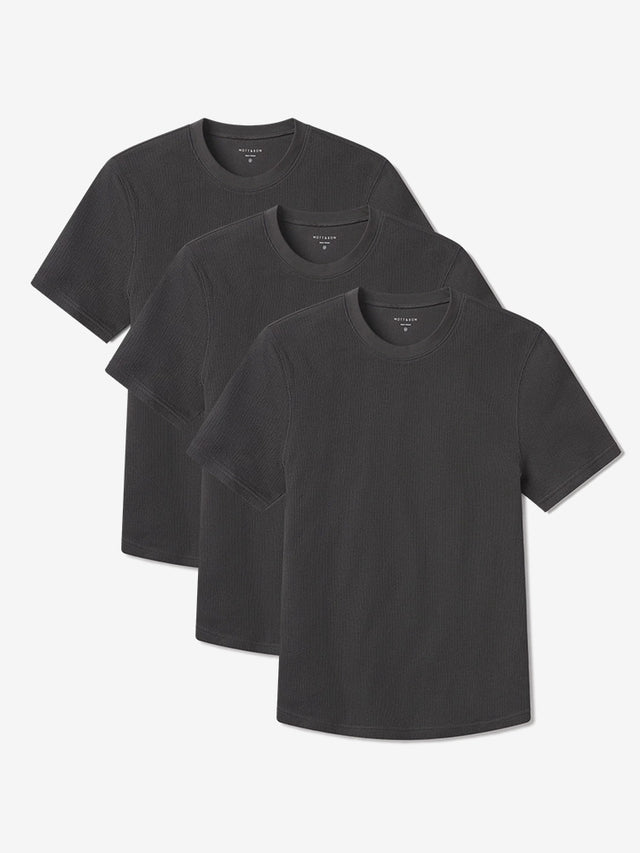 Cotton Waffle Curved Hem Crew 3-Pack