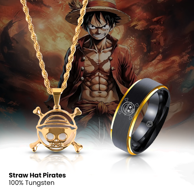 Straw Hat Pirate Pack Pendant + 18K Gold Ring