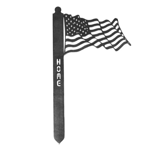 Corten Steel Waving US Flag Garden Stake