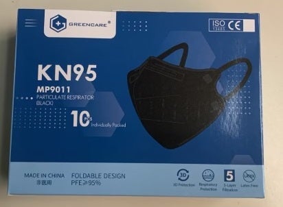 KN95 Black Face Mask (50 Pack) GREENCARE BRAND