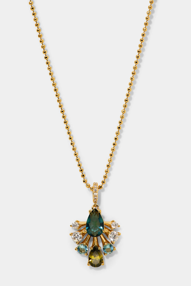 HERA MULTI COLOR FAN PENDANT NECKLACE