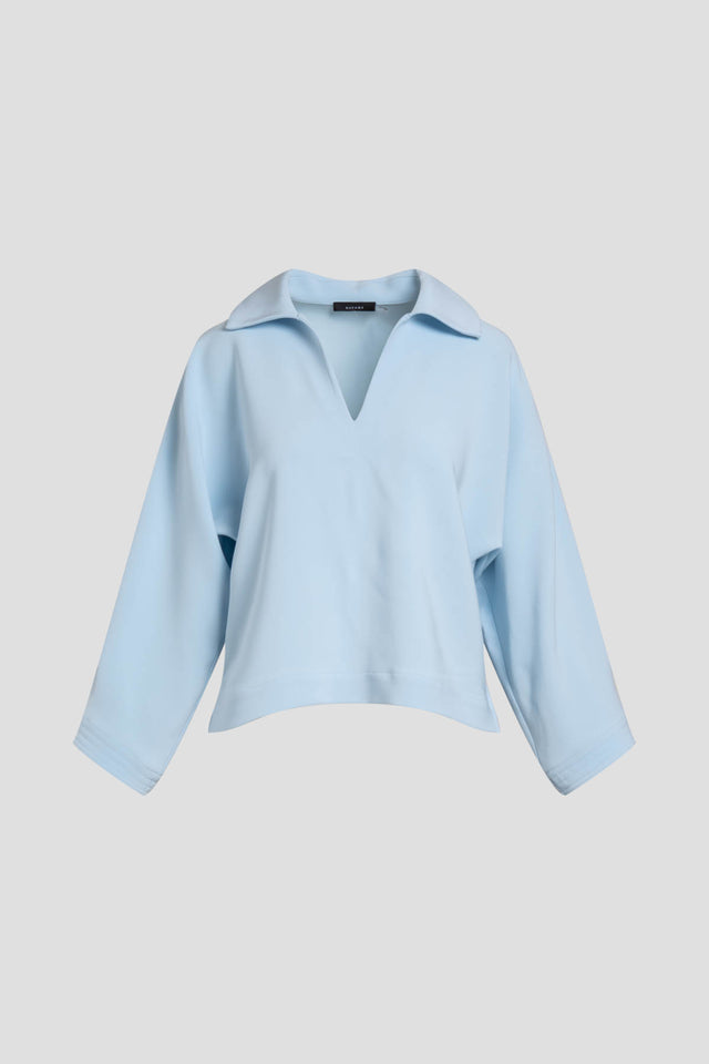 Stretch Crepe Collared Kimono Shirt