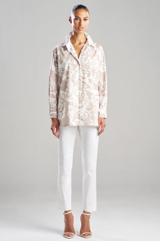 Arabesque Printed Cotton Taffeta Oversized Shirt