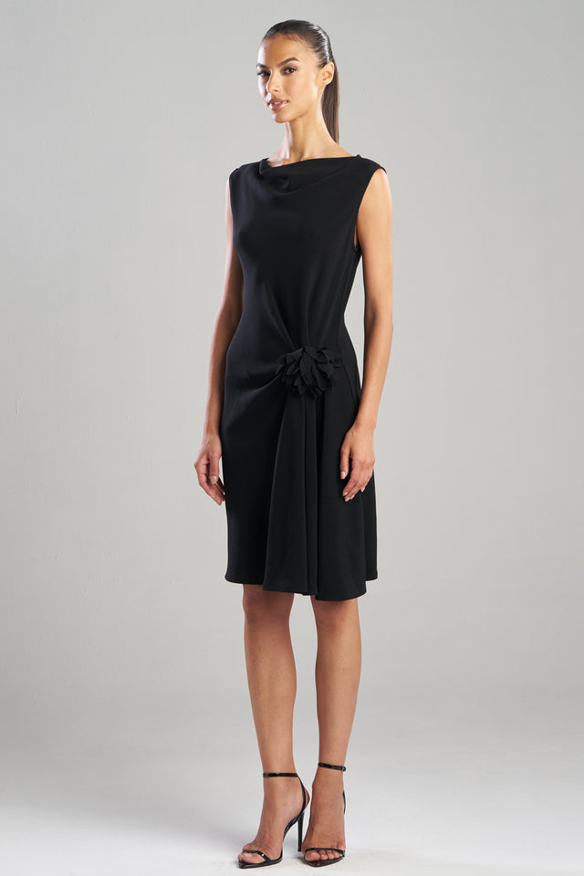 Stretch Crepe Asymmetric Corsage Dress