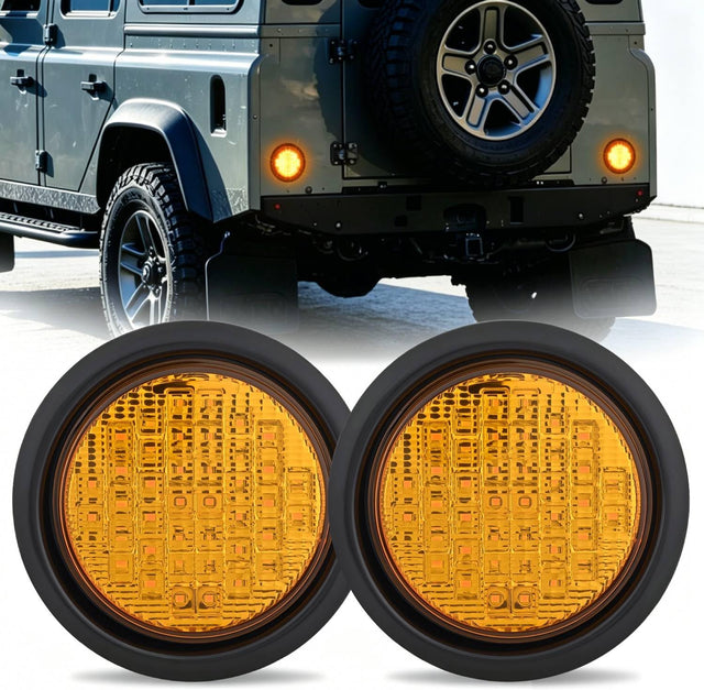Trailer Tail Lights 2PCS 4Inch Round 40LED Amber Turn Signal | Surface Mount Grommet Plugs IP67 Waterproof Marker Clearance Running Taillights for Trailer Truck