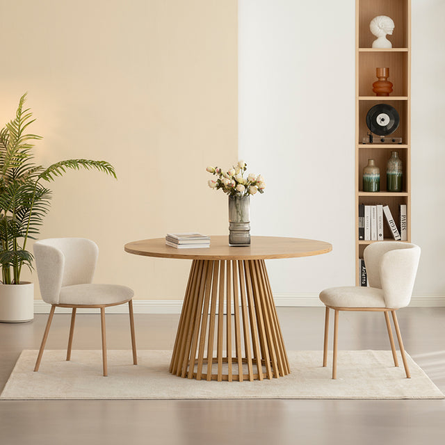 Veronica Round Dining Table & 4 Karin Dining Chairs [Dining set]