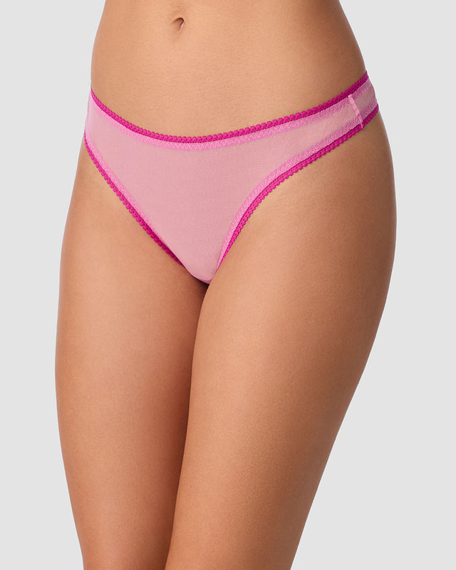 Gossamer Mesh Hip G Thong Underwear - Dusted Petal