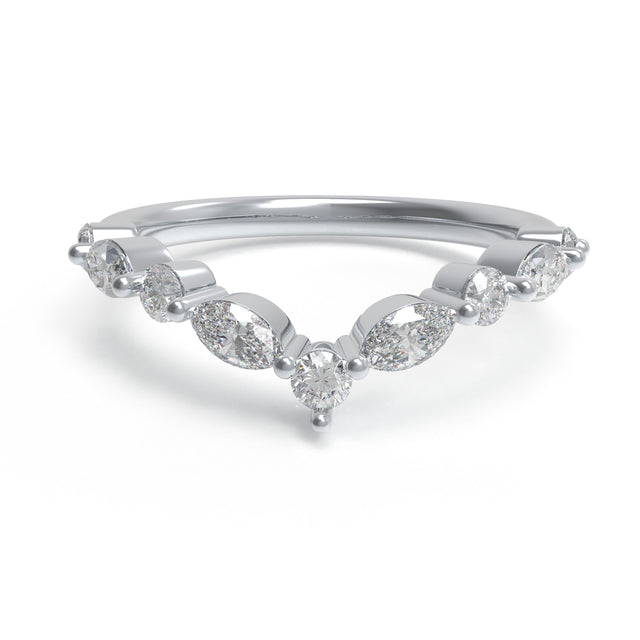 Lucent Leaf Marquise & Round Lab-Grown Diamond V Band