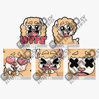 Alpaca Emotes Twitch Sub Emote | Twitch Sub Emotes - 5 Pack Twitch Sub Emote | Twitch Sub Emotes