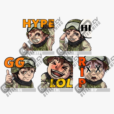 Army Soldier Twitch Sub Emote | Twitch Sub Emotes - 5 Pack Twitch Sub Emote | Twitch Sub Emotes