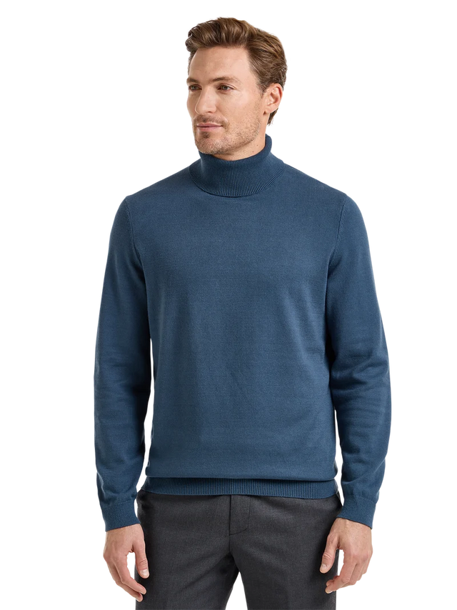 Wool Mock Neck Sweater - Navy