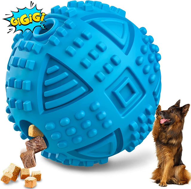 Dog Balls Treat Dispensing Dog Toys for Aggressive Chewers Large Breed, Nearly Indestructible Squeaky Puppy Chew Toys for Largebreeds, Natural Rubber Doggie Puz