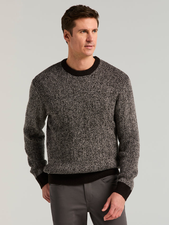 Wool Blend Cable Crewneck Sweater