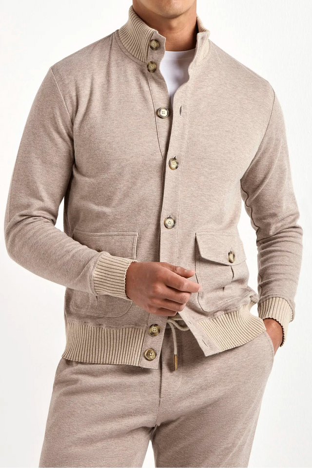 Taupe jersey cardigan - Made in Italy