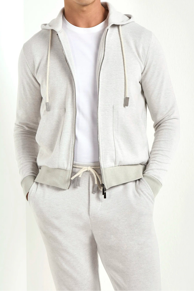 Stone jersey zip hoodie - Made in Italy