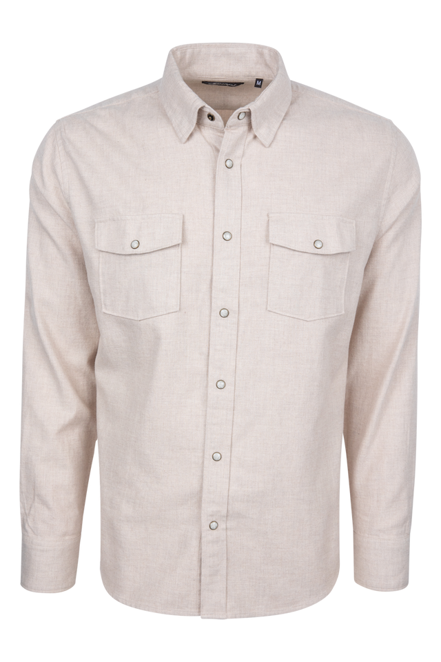 Snaps Rambler Heathered Flannel Shirt - Birch