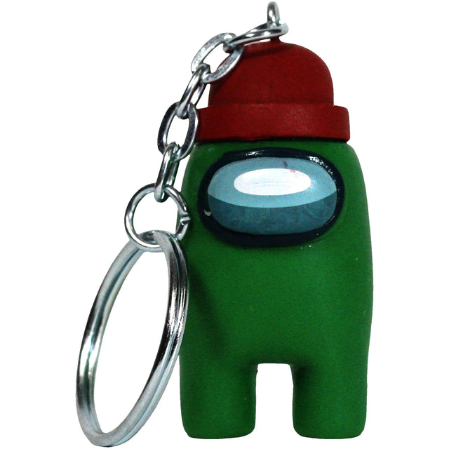 Among Us - Green Crewmate with Red Beanie Figural Keychain (2") - PMI Kids World - Series 2 - (2022)