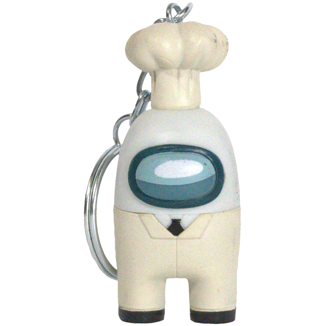 Among Us - White Crewmate with Chef Hat Figural Keychain (2") - PMI Kids World - Series 2 - (2022)