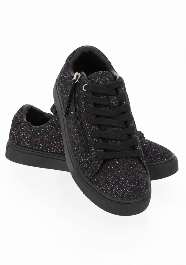 Black Sparkle Zip Trainers