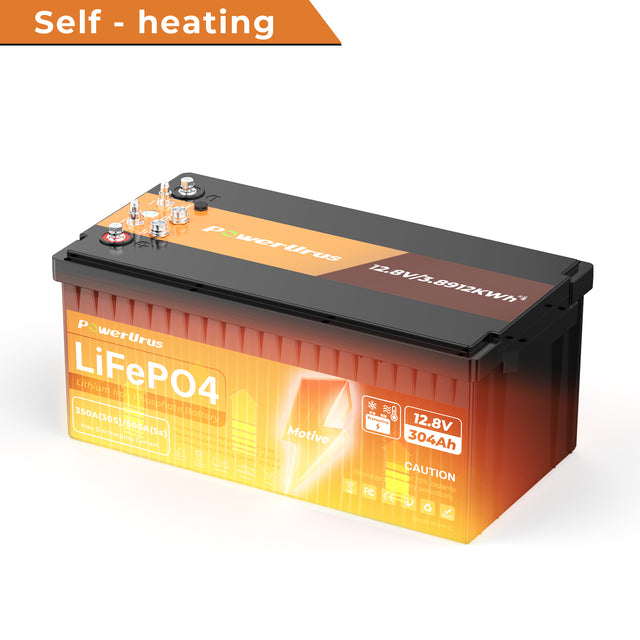 PowerUrus 12V 300Ah Motive Series Self-Heating LiFePO4 Lithium Battery