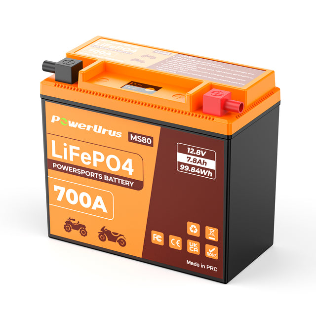PowerUrus 12V 8Ah lithium motorcycle battery, 700A Powersports battery for Motorcycle, UTV, Jet Ski, Generator