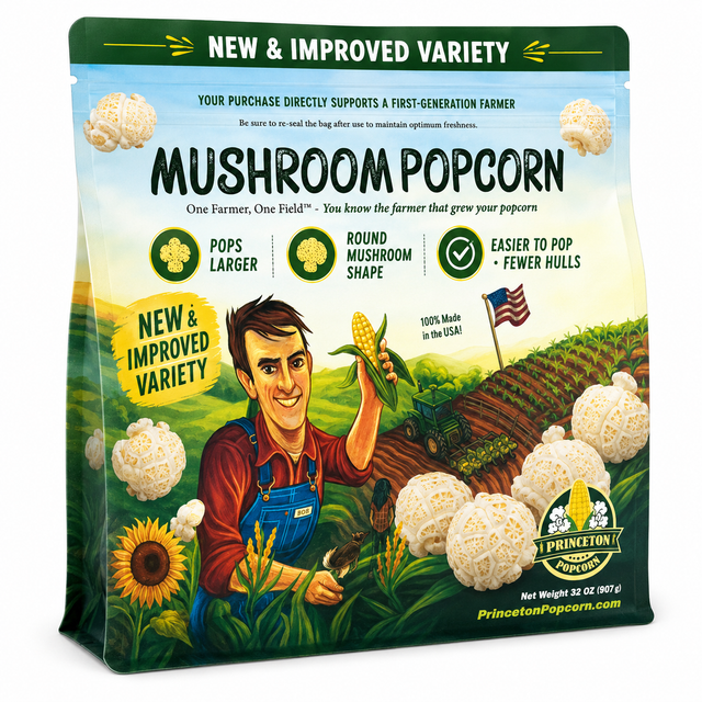 Princeton Popcorn Signature Easy Pop™ Mushroom Popcorn Kernels – Pops Large, Round & Fluffy with 98% Pop Rate, Fewer Hulls, Non-GMO, Glyphosate-Free, Farmer-Dir