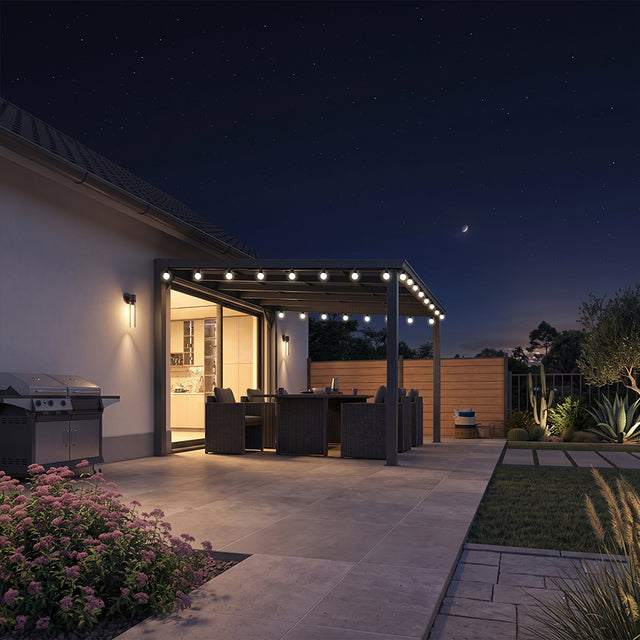 PURPLE LEAF Premium Wall-Mounted Lean-to Gazebo with Galvanized Steel Roof and Lighting for Outdoor Living