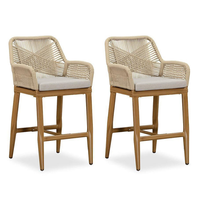 Open Box | PURPLE LEAF Modern Bar Stools Set of 2, Aluminum Bar Stool with Cushion for Indoor and Outdoor, Kitchen Island