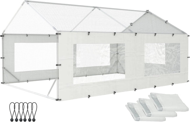 2 Sidewalls+1 Rear Wall for 12X9FT Metal Chicken Coop Run