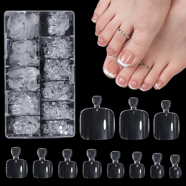 Short Square Toenail Tips 240pcs – Full Cover Gel Nail Forms, Ultra-Thin & Flexible, 11 Size
