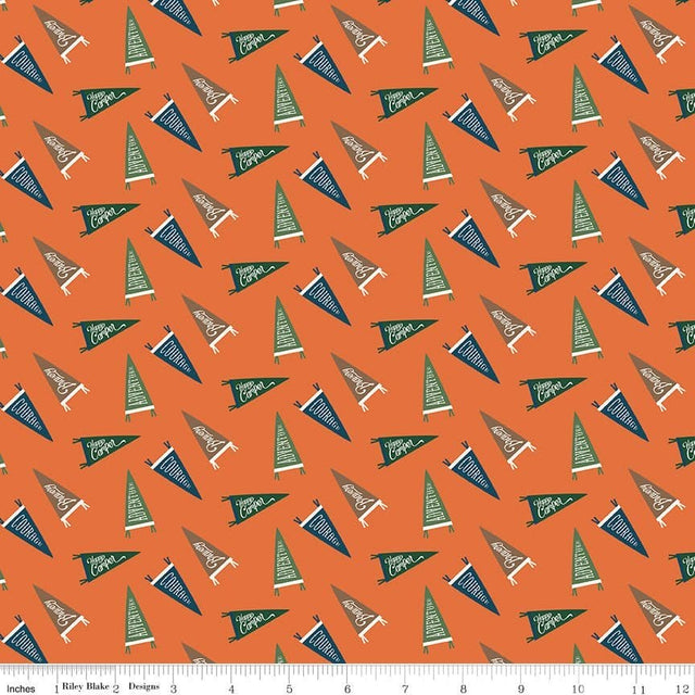 5 YARD CUT! Adventure is Calling - Orange Flags - per yard - by Dani Mogstad for Riley Blake Designs - Outdoors, Wildlife - C10723-ORANGE