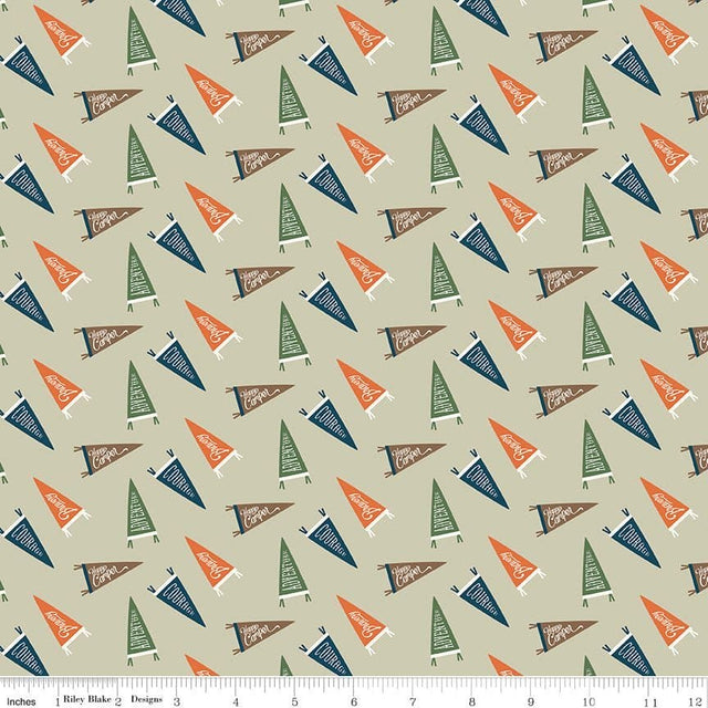 5 YARD CUT! Adventure is Calling - Khaki Flags - Dani Mogstad for Riley Blake Designs - Outdoors, Wildlife - C10723-KHAKI