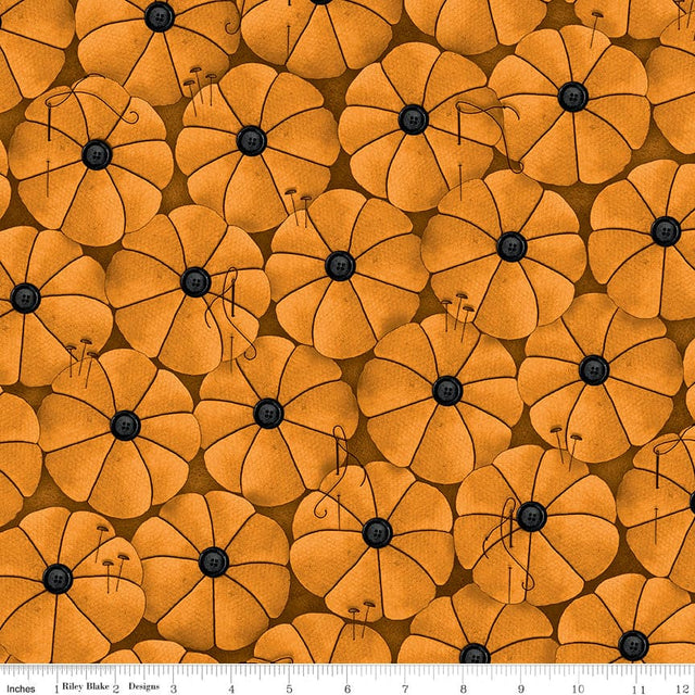 Old Made - Pumpkin Pins - Orange - per yard - by Janet Wecker Frisch for Riley Blake Designs - Halloween, Old Maid - C10595 ORANGE