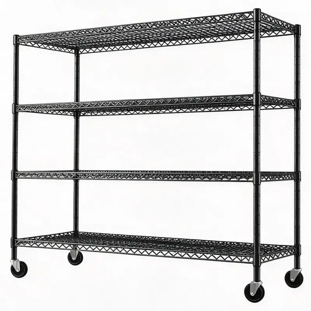 Reibii 4-Tier Rolling Heavy Duty Shelves, 60"W x 24"D x 65.3"H, Adjustable Metal Shelves, 2878 lbs Load, Wire Storage