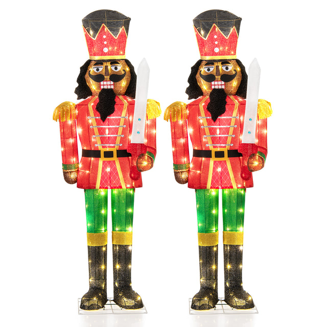 Set of 2 5 FT Giant Nutcracker with Glitter Sword