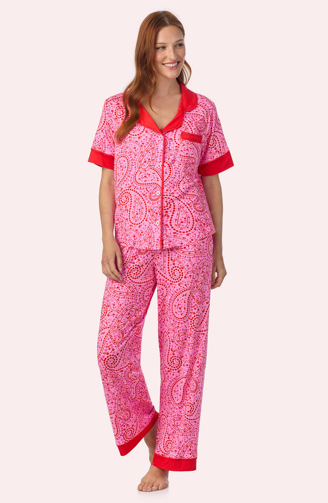 Sienna Long Knit Pj Set In Pretty In Pink