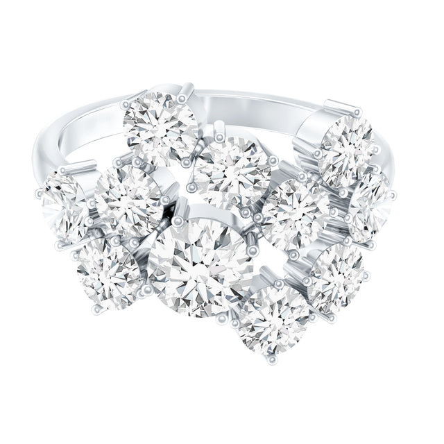Certified Cubic Zirconia Cluster Engagement Ring in Silver