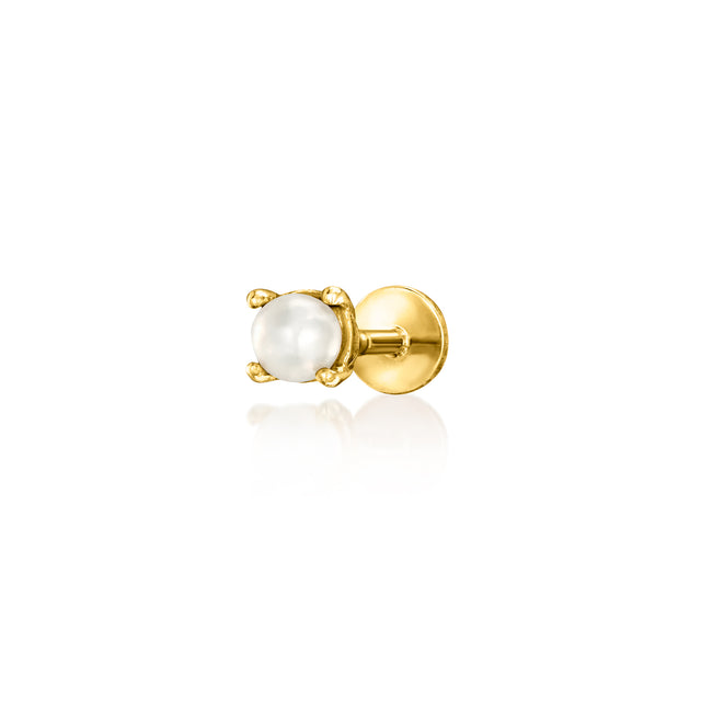3mm Cultured Pearl Single Flat-Back Stud Earring in 14kt Yellow Gold
