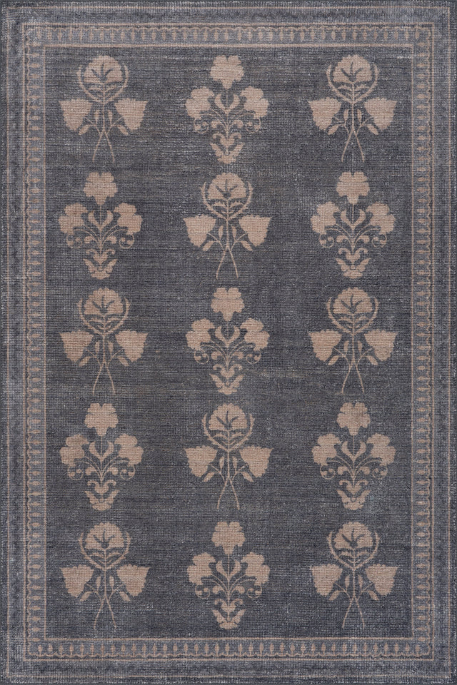 Floris Hand Tufted Floral Wool-Blend Rug | Blue